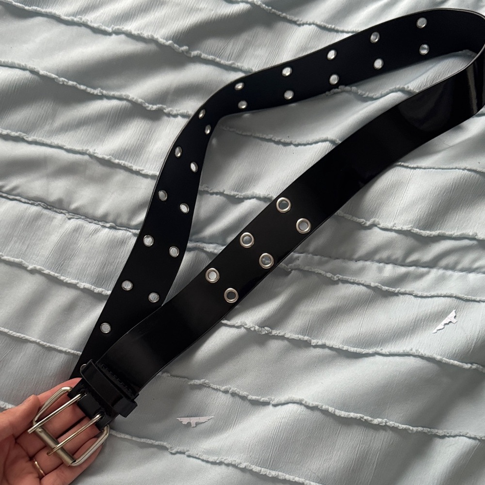 Black Belt with Silver Grommets